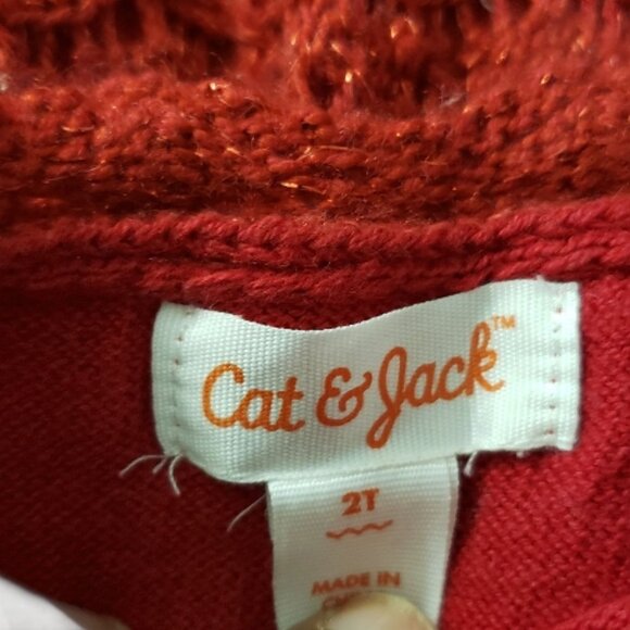 CT2122 Cat & Jack Red Holiday Girls Sweater Dress 2T - Picture 7 of 9